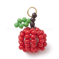 Handmade Glass Seed Beaded Apple Pendants&nbsp;PALLOY-MZ00483
