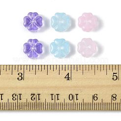 20個の透明スプレー塗装ガラスビーズ  クローバー  紫色のメディア  10x10x5mm  穴：1mm&nbsp;GLAA-FS0002-40A