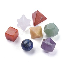 7 Chakra Natural Gemstone Platonic Sacred Stones Geometry Set&nbsp;G-L564-001