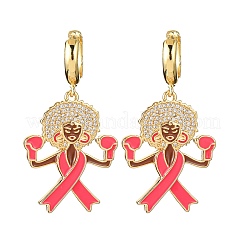 Brass Clear Cubic Zirconia Hoop Earrings&nbsp;EJEW-Q042-03A-G