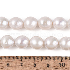 天然有核バロックケシパールビーズ連売り  エディソン・パール  ラウンド  乳白色  10~13x9.5~11mm  穴：0.6mm  約35~37個/連  15.75~16.14インチ（40~41cm）&nbsp;PEAR-S020-L18