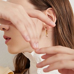 クリア キュービック ジルコニア ムーン スター クロス ダングル フープ イヤリング  女性のための真鍮のアクセサリー  ゴールドカラー  20x12mm&nbsp;JE916A