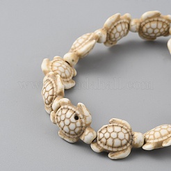 Synthetic Turquoise Tortoise Beaded Stretch Bracelet for Women&nbsp;BJEW-WH0018-16B