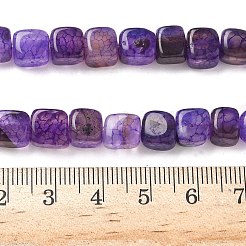 天然石ドラゴンアゲート瑪瑙ビーズ連売り  染め＆加熱  キューブ  インディゴ  7~8x7~8x7~8mm  穴：0.9mm  約56個/連  14.57''（37センチメートル）&nbsp;G-G177-E21-01