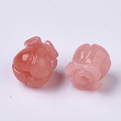 合成サンゴビーズ  染め  イミテーション翡翠  チューリップ  ライトコーラル  8.5x8mm  穴：1.5mm&nbsp;CORA-R017-28-A03