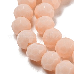 不透明ガラスビーズスタンド  ファセット（32ファセット）  ラウンド  桃パフ  4mm  穴：0.7mm  約87~93個/連  32~33cm&nbsp;EGLA-A035-P4mm-D05