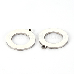 変色しない201ステンレススチールペンダント  レーザー切断  ドーナツ  ステンレス鋼色  20x17.5x1.5mm  穴：1.5mm&nbsp;STAS-Q239-010B