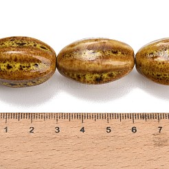 ヴィンテージの手作り磁器ビーズの連  オーバル  ダークチソウ  30x20x20mm  穴：2.5mm  約12個/連  14.17''（36センチメートル）&nbsp;PR-CBAB2F0-03B