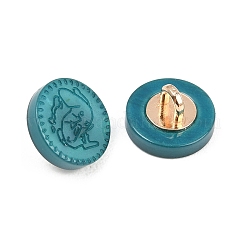 1穴樹脂合金シャンクボタン  模様付きのフラットラウンド  ゴールドカラー  スチールブルー  11~11.5x6.5~7mm  穴：3x2mm&nbsp;FIND-B065-03G-06