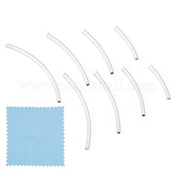 16個 4スタイル 925スターリングシルバーチューブビーズ  カーブチューブ  銀  15~30x1.5mm  穴：0.9~1mm  4個/スタイル&nbsp;STER-TA0001-41