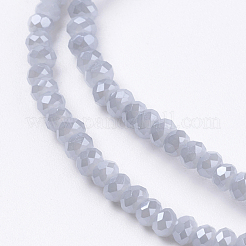 電気メッキガラスビーズセット  パール光沢メッキ  多面カット  ロンデル  青紫色  3x2mm  穴：0.8~1mm  約135~140個/連  11.81~13.38インチ（30~34cm）&nbsp;X-GLAA-F078-PL04