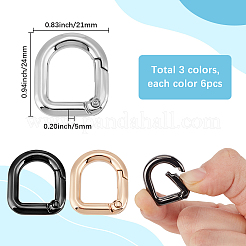 18Pcs 3 Colors Alloy Spring Gate Rings&nbsp;FIND-SC0014-07