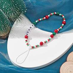 Christmas Glass Beaded Mobile Straps&nbsp;HJEW-TA00009