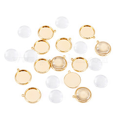 12Pcs Brass Pendant Cabochon Settings&nbsp;KK-TA0003-10C