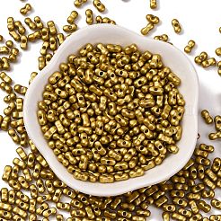 焼付塗装ガラスシードビーズ  メタリックカラー  ピーナッツ  ゴールド  6x3.5x3mm  穴：1mm  約4500個/ポンド&nbsp;SEED-L011-12A-09