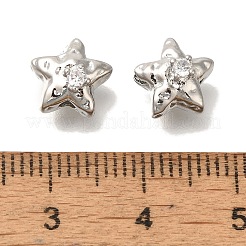 真鍮マイクロパヴェキュービックジルコニア  スター  蝶  ビーズ  ニッケルフリー  プラチナ  8.5x9x6mm  穴：1.7mm&nbsp;KK-Q001-04P-01