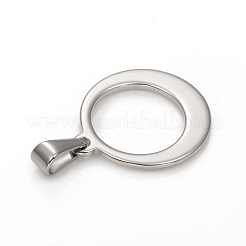 変色しにくい304ステンレススチールペンダント  丸いリング  ステンレス鋼色  23.5x20.5x1.5mm  穴：3x6.5mm&nbsp;STAS-I136-02A