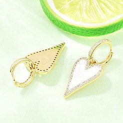 Valentine's Day Heart Brass Micro Pave Clear Cubic Zirconia Hoop Earrings&nbsp;EJEW-Z164-10G-03