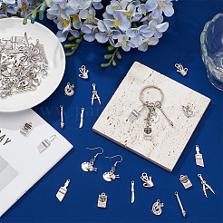 80pcs8スタイルチベットスタイルアロイペンダント  アンティークシルバー  14~29.5x3~19x1.5~4.5mm  穴：1.4~3.5mm  10個/スタイル&nbsp;FIND-PH0061-45