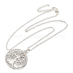 Alloy Hollow Tree of Life Pendant Necklaces for Women Men&nbsp;NJEW-C089-02P