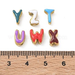 304ステンレススチールエナメルペンダント  文字a~zのチャーム  ゴールドカラー  8.5~9x2.5~8x4.5~5mm  穴：2.5x1.5mm  26個/セット。&nbsp;STAS-B140-10G