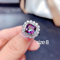 Square Alloy Rhinestone Pendant Necklace & Stud Earring & Finger Ring Sets&nbsp;WG30FCB-02