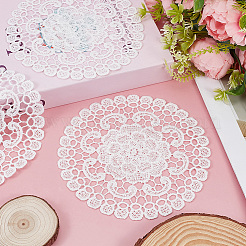 花柄ポリエステル刺繍レースコースター  ダイニングテーブルの装飾用カップマット  ホワイト  155x1mm&nbsp;AJEW-CN0007-46A