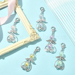 透明アクリルペンダント装飾  合金製カニカン付き  天使  ミックスカラー  55~56mm&nbsp;HJEW-JM01115