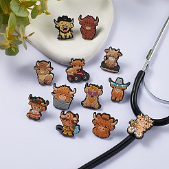PVC製シューズバックル12個  靴の装飾  牛  28.5~29.5x23.5~27.5x15mm&nbsp;AJEW-SZ0002-81D