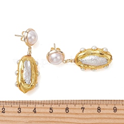 Natural Baroque Pearl Keshi Pearl Stud Dangle Earrings&nbsp;EJEW-JE07249
