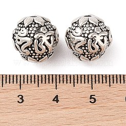 チベット風合金ビーズ  カドミウムフリー＆鉛フリー  ラウンド  アンティークシルバー  13mm  穴：2mm  約124個/1000g&nbsp;FIND-C060-027AS