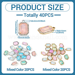 40Pcs 2 Colors UV Plating Alloy with Mixed Color Glass Rhinestone Pendants&nbsp;FIND-PJ0001-37