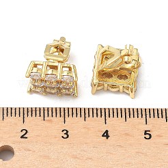 真鍮マイクロペーブクリアキュービックジルコニアクリップオンイヤリング  鉛フリー＆カドミウムフリー  長持ちメッキ  18KGP本金メッキ  正方形  11.5x12.5mm&nbsp;EJEW-A132-02C-G