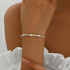 French Classic Style Brass Grooved Oval Beaded Bracelets for Women&nbsp;JM7505-1