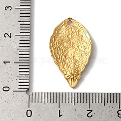PVD真空メッキ304ステンレスペンダント  長持ちメッキ  葉のチャーム  ゴールドカラー  25.5x15x2mm  穴：1.5mm&nbsp;STAS-L081-005G-02