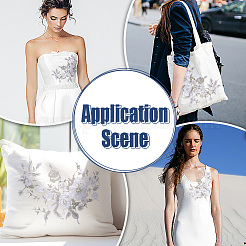 2Pcs Flower Polyester with Plastic Pearl Embroidery Sew on Cloth Patches&nbsp;PATC-HY0002-03B