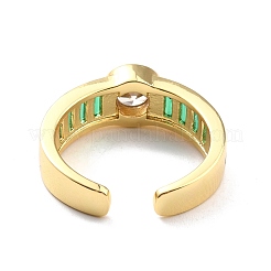 Green Cubic Zirconia Flat Round Open Cuff Ring for Women&nbsp;RJEW-C018-10G