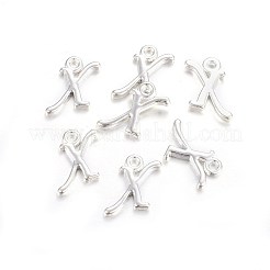 シルバーカラーメッキアロイレターペンダント  ラックめっき  カドミウムフリー＆鉛フリー  文字.x  13x9x2mm  穴：1.5mm&nbsp;LS-PALLOY-J718-01S-X