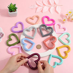 16Pcs 16 Colors Heart Food Grade Eco-Friendly Silicone Focal Beads&nbsp;SIL-SP0001-06