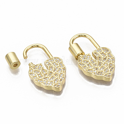 Brass Micro Pave Clear Cubic Zirconia Screw Carabiner Lock Charm&nbsp;ZIRC-T014-009-NF