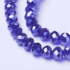電気メッキガラスビーズセット  パール光沢メッキ  多面カット  ロンデル  ミディアムブルー  10x8mm  穴：1mm  約60~61個/連  46~48cm&nbsp;EGLA-A034-T10mm-A11