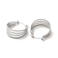 変色しない304ステンレススチール製マルチラインフープピアス（女性用）  ステンレス鋼色  24x22.5x10mm  ピン：0.7mm&nbsp;EJEW-K243-04P