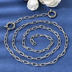 4MM 201 Stainless Steel Paperclip Chain Necklaces for Unisex&nbsp;NJEW-K302-24P