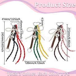 3Pcs 3 Colors Bowknot Plastic Imitation Pearl Pendant Decorations&nbsp;AJEW-GA0008-43
