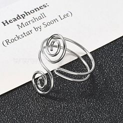 304ステンレススチールラウンドラップオープンカフリング女性用男性用  ステンレス鋼色  内径：17mm&nbsp;RJEW-Z071-02B-P