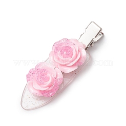3Pcs 3 Colors Flower Alloy & Plastic Alligator Hair Clips&nbsp;PHAR-JH00132