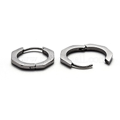 Tarnish Resistant 304 Stainless Steel Octagon Huggie Hoop Earrings&nbsp;STAS-J033-04B-P