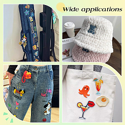 15個 15スタイル コンピューター刺繍 ポリエステル アイロン/縫い付けパッチ  マスクと衣装のアクセサリー  アップリケ  飲み物  ミックスカラー  28~99x27~71x1.5~2mm  1個/スタイル&nbsp;PATC-PH0001-81