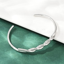 女性用304ステンレススチールカフバングル  ツイスト  ステンレス鋼色  内径：1-7/8x2-3/8インチ（4.75x5.95cm）&nbsp;BJEW-F497-01P