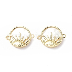 Eco-Friendly Rack Plating Brass Connector Charms with White Shell&nbsp;KK-F845-01G